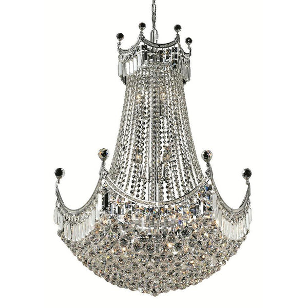 Corona Chrome Twenty-Four Light 30-Inch Chandelier with Royal Cut Clear Crystal