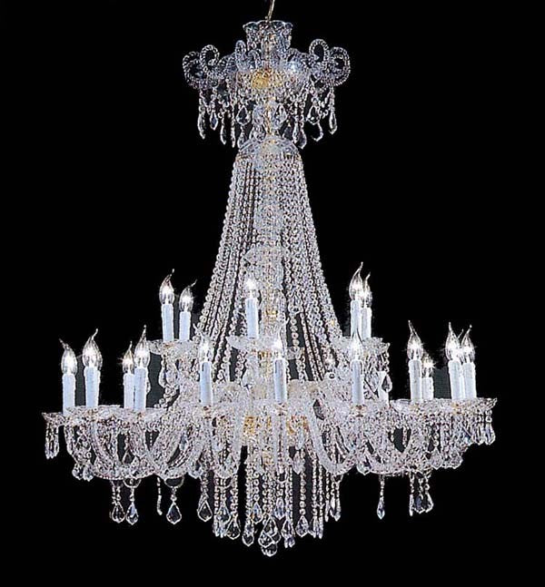 24 Lights Bohemian Crystal chandelier in polished chrome finish