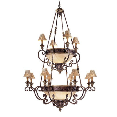 Zaragoza Golden Bronze Nineteen-Light Two Tier Chandelier