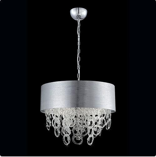 Chrome Six-Light 23.5-Inch Wide Chandelier with Silver Shade