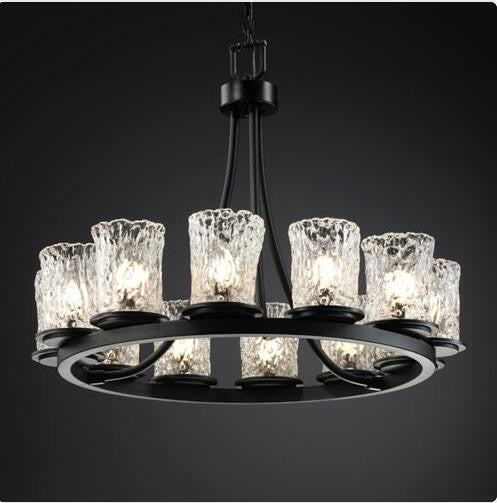 Twelve-Light Tall Ring Chandelier