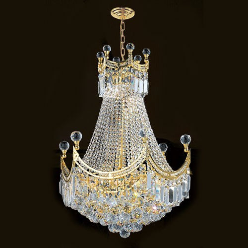 Nine-Light Gold Finish with Clear-Crystals Chandelier