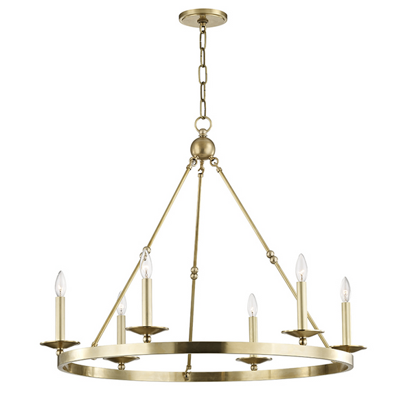 Chandelier, 6-Light, Aged Brass, 35.75"W (3206-AGB A2JTT)