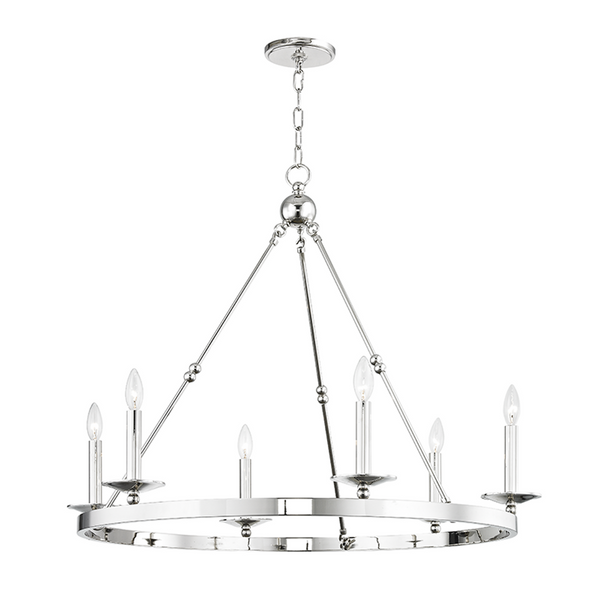 Chandelier, 6-Light, Polished Nickel, 35.75"W (3206-PN A2JTV)