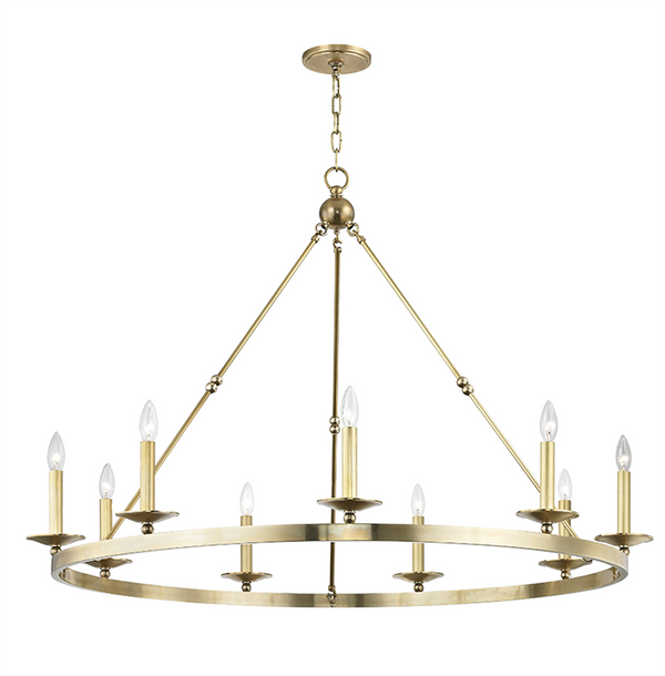 Chandelier, 9-Light, Aged Brass, 46.25"W (3209-AGB A2JTW)