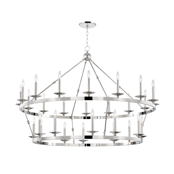 Chandelier, 28-Light, Polished Nickel, 58"W (3228-PN A8EC3)