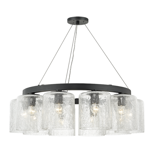 Chandelier, 10-Light, Old Bronze, Crackle Clear Shade, 34.5"W (3234-OB A2JU3)