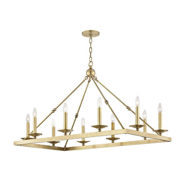 Linear Chandelier, 10-Light, Aged Brass, 40.75"W (3244-AGB A2JU8)