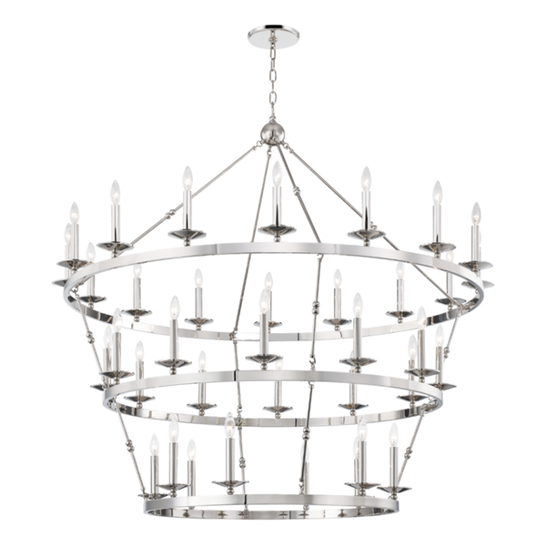 Chandelier, 36-Light, Polished Nickel, 58"W (3258-PN A8EC6)