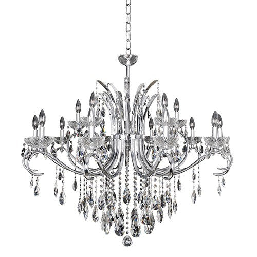 Chrome 15-Light 42-Inch Wide Chandelier with Firenze Clear Crystal