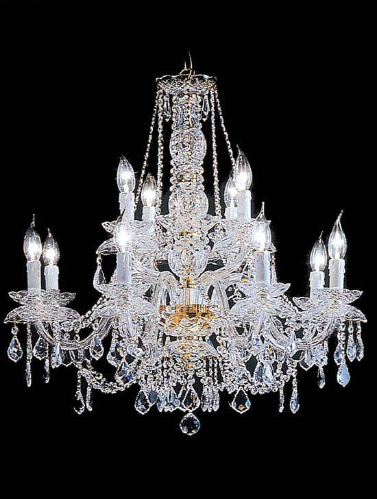 12 Lights Bohemian Crystal chandelier in polished chrome finish