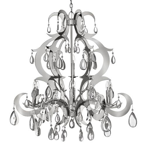 Xanadu Polished Stainless Steel Nine-Light Chandelier