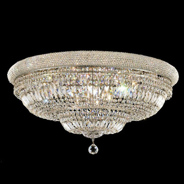 20 light large crystal flush mount fixture chrome plated