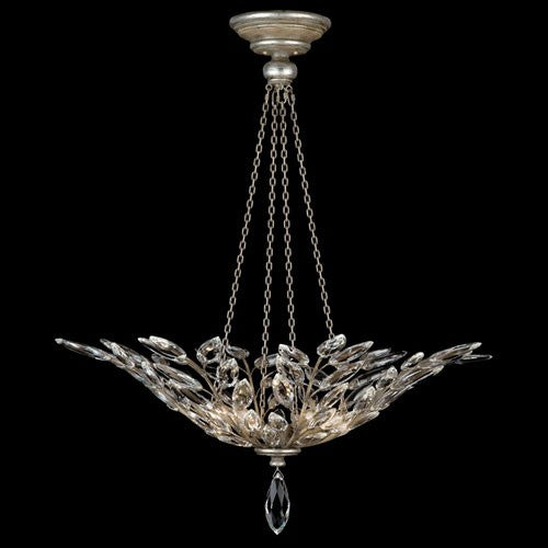 Crystal Laurel Four-Light Pendant in Warm Silver Leaf Finish