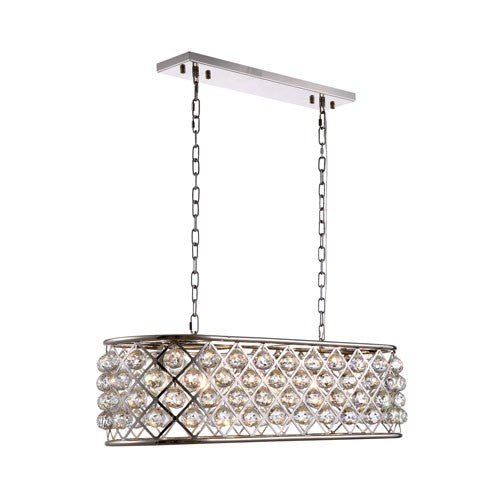 Madison Polished Nickel Six-Light Pendant with Clear Crystals