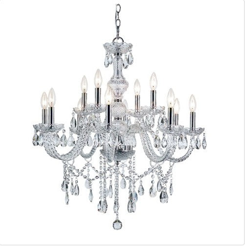 12 Light Crystal Chandelier with Cut CrystalBeadStrands