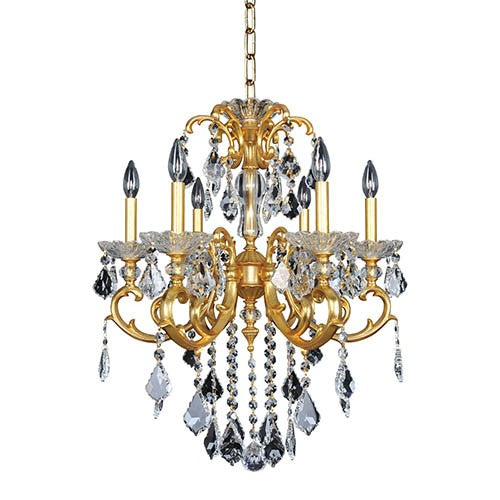 Gold Six-Light Chandelier with Firenze Clear Crystal