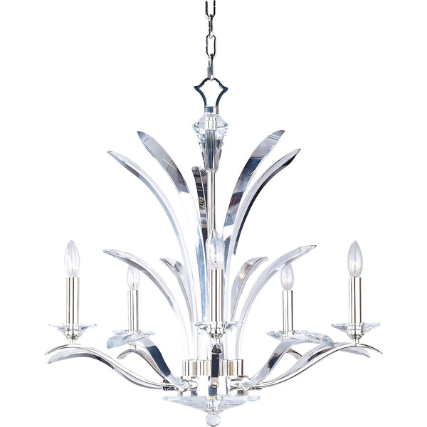 International Paradise Plated Silver Five-Light Chandelier