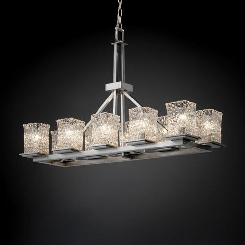 10-Light Brushed Nickel Rectangular Ring Chandelier