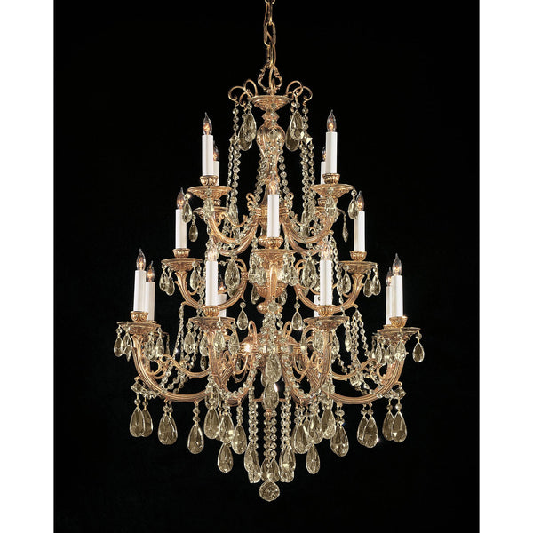 Group Novella Golden Teak Crystal Sixteen-Light Chandelier