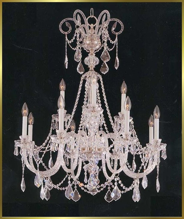 12 Lights Bohemian Crystal chandelier in polished chrome finish