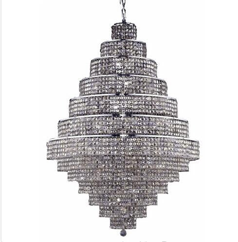 Chrome Thirty-Eight Light 42-Inch Thirteen-Tier Chandelier with Royal Cut Golden Teak Smoky Crystal