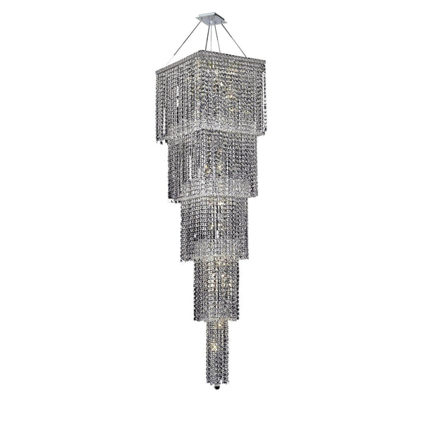 Maxim Chrome Twenty-Two Light 22-Inch Five-Tier Square Pendant with Royal Cut Clear Crystal