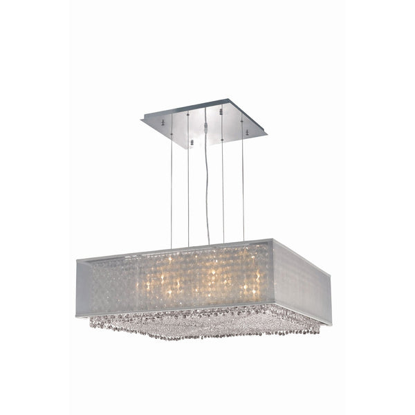 Moda Chrome 13-Light Silver Shade Pendant with Golden Teak and Clear Royal Cut Crystal