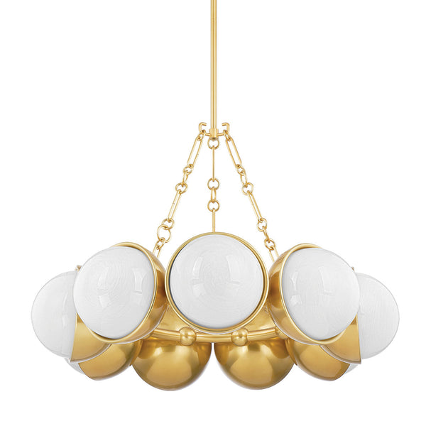 Chandelier, 9-Light, Vintage Polished Brass, 34.25"W (340-34-VPB 95DT)