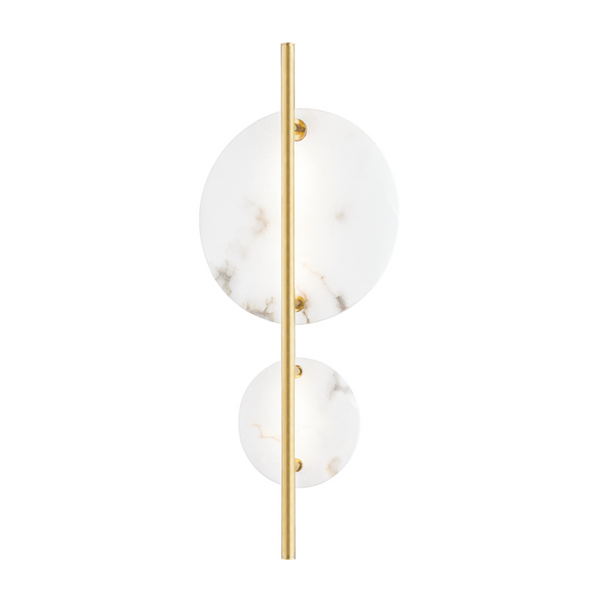 Wall Sconce, LED, Brass, Alabaster Diffuser, 23.5"H (3400-AGB A8EC7)