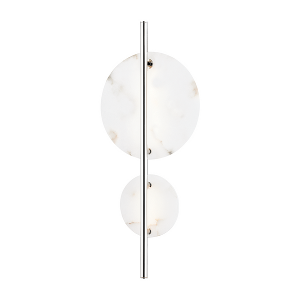 Wall Sconce, 1-Light, LED, Polished Nickel, Alabaster Diffuser, 23.5"H (3400-PN A8EC9)