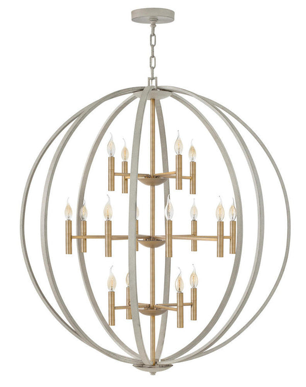 Chandelier, 16-Light, Cement Gray/Brushed Gold, 44"W (3464CG V8LV)