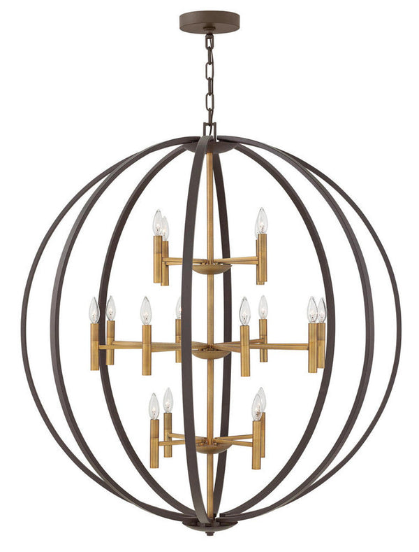 Chandelier, 16-Light, Spanish Bronze/Heirloom Brass, 44"W (3464SB V8LW)