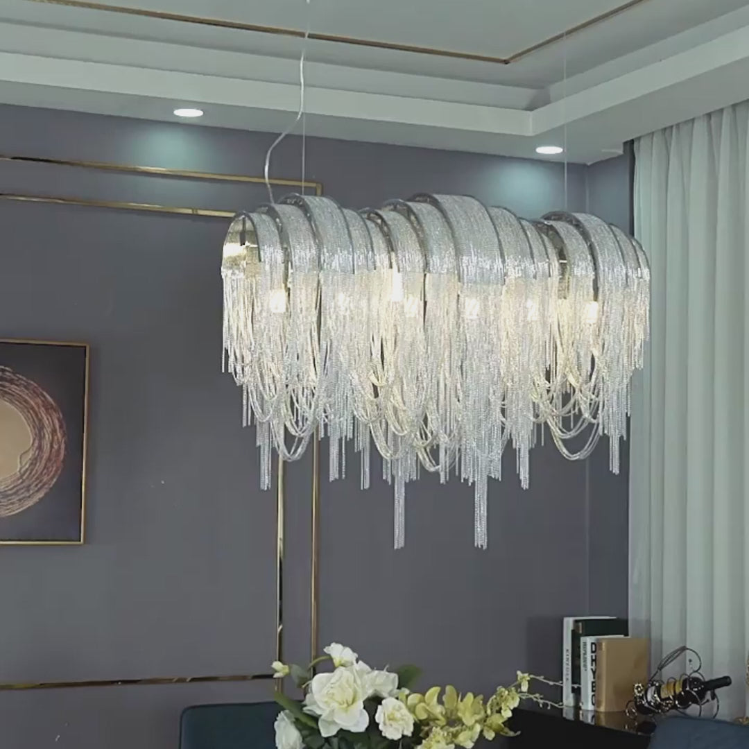 Waves Aluminum Tassel Chain 3 Step Dimming Artistic Nordic Chandelier