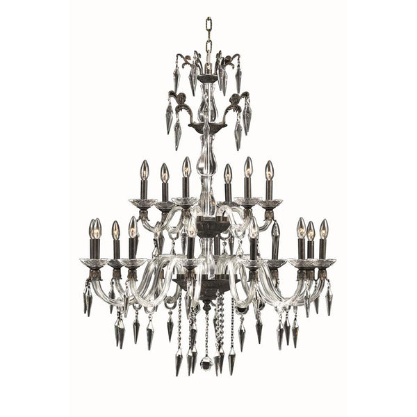 Bronze 18-Light Chandelier with Elegant Cut Crystal