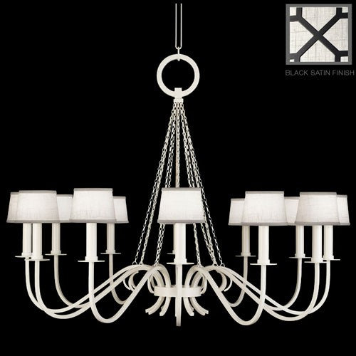 Black and White Story 12-Light Chandelier in Black Satin Lacquer Finish