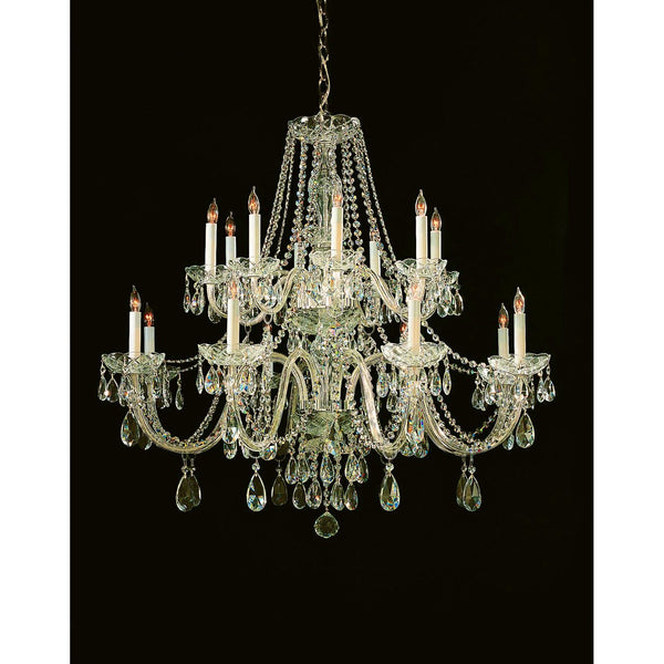 Group Traditional Polished Brass Eight-Light Swarovski Elements Crystal Chandelier