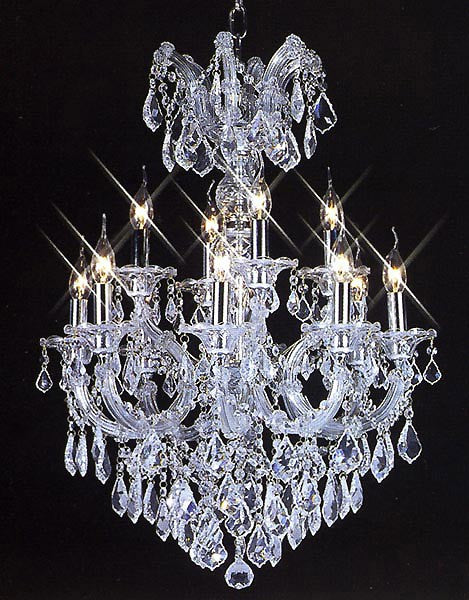 Polished chrome Maria Theresa chandelier dressed with chinese number one crystal