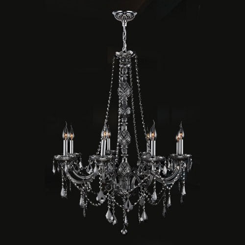 Eight-Light Chrome Finish with Smoke Crystal Chandelier