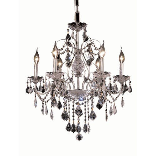 Chrome Six-Light 24-Inch Chandelier with Royal Cut Clear Crystal