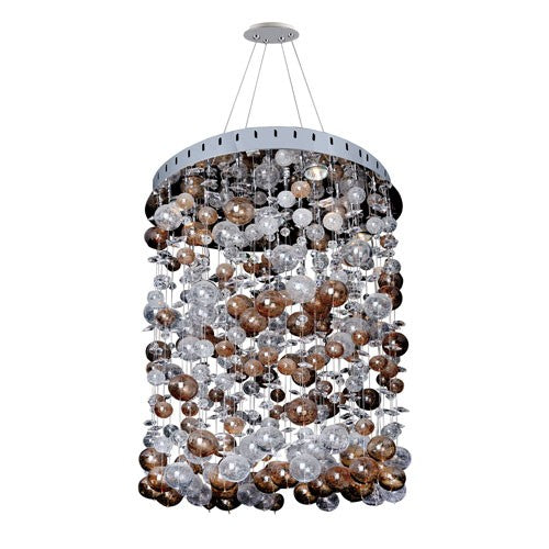 Chrome Five-Light Round Convertible Pendant with Firenze Clear Crystal