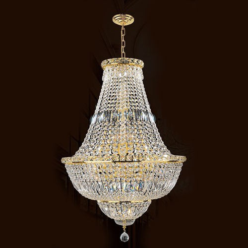 22-Light Gold Finish with Clear-Crystals Chandelier