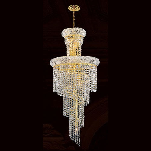 10-Light Gold Finish with Clear-Crystals Chandelier