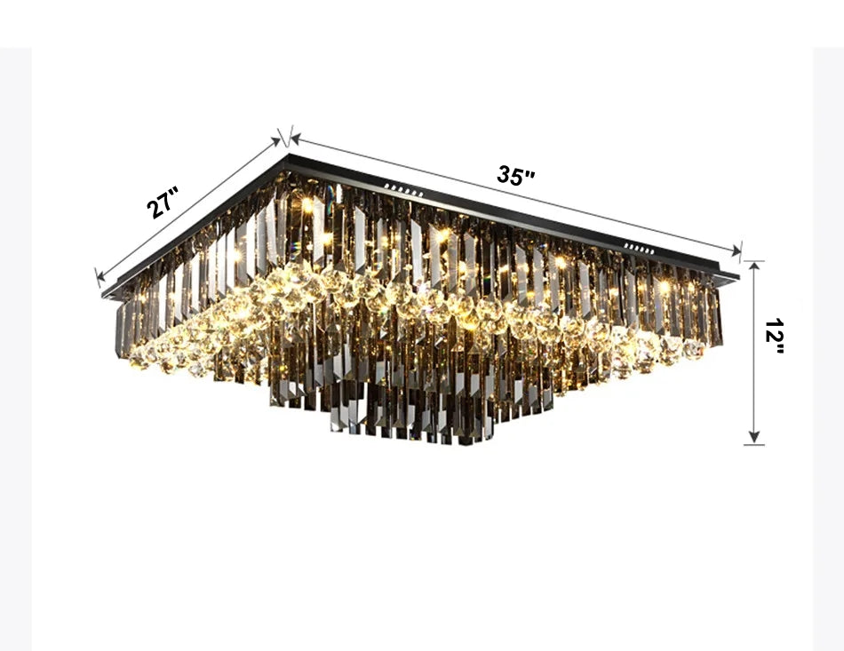 Gio Rectangular Crystal Ceiling Chandelier