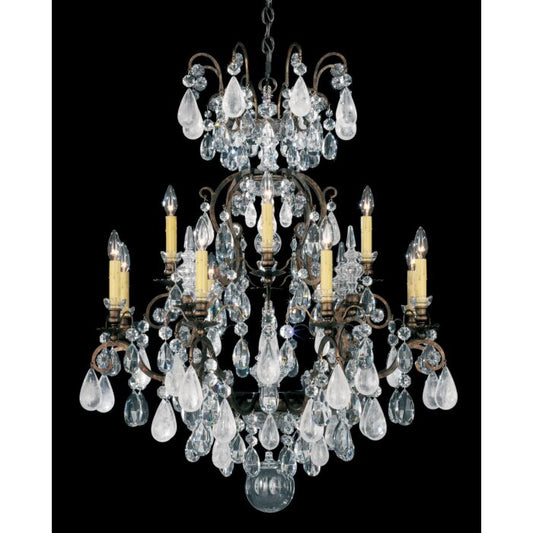 Renaissance Rock Crystal 12-Light Chandelier in Black