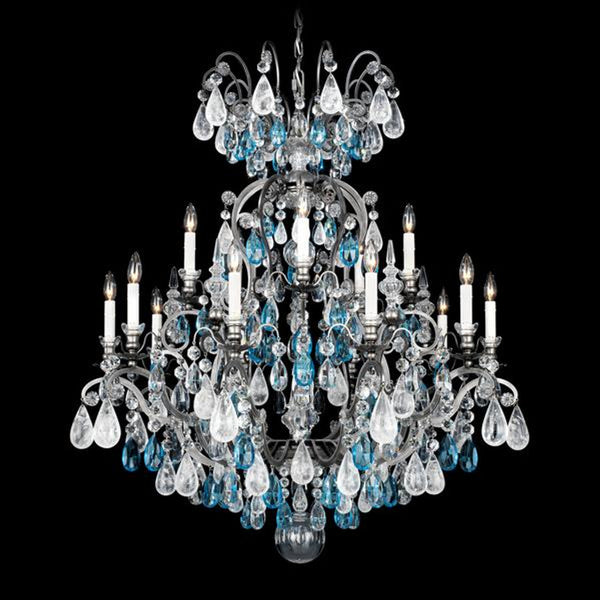 Crystal Chandelier, 16-Light, Antique Pewter, Clear Crystal, 38"W (3573-47CL CELU7)