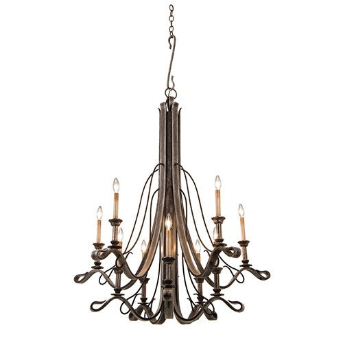 Kalco Lighting Keller Vintage Iron 10-Light Chandelier