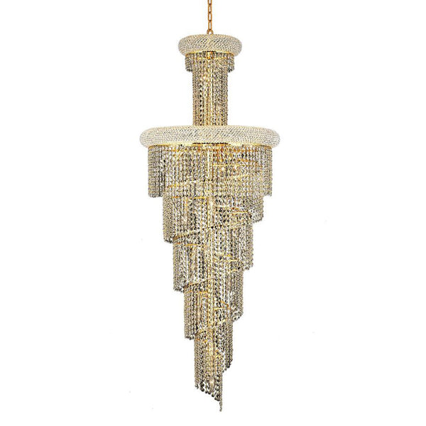 Spiral Gold Twenty-Two Light 22-Inch Chandelier with Royal Cut Clear Crystal