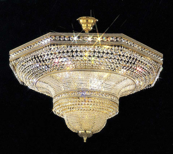 16 light crystal flush mount in gold plated finish