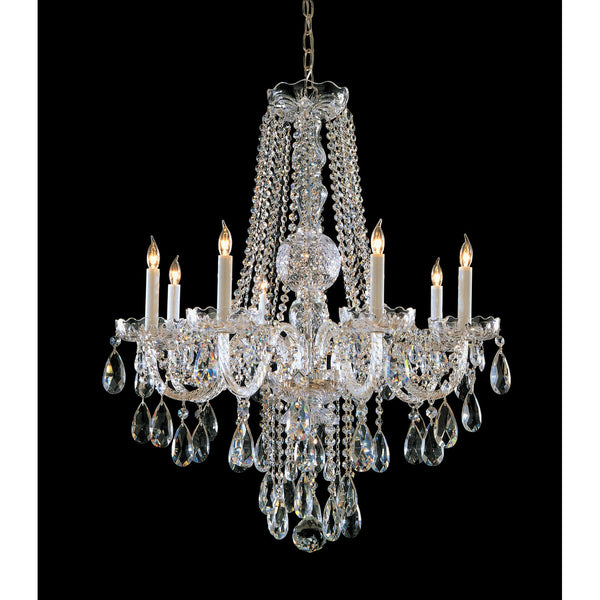 Group Traditional Crystal Swarovski Strass Crystal Polished Chrome Eight-Light Chandelier